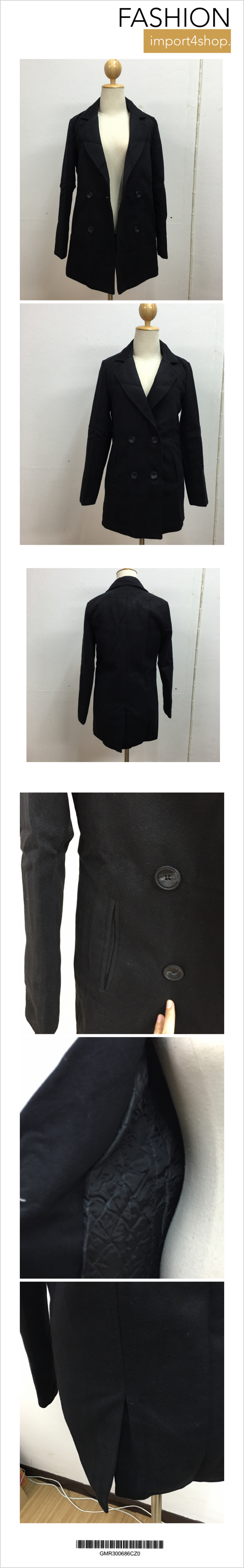 เสื้อโค้ทกันหนาว ทรงเรียบง่าย ผ้าวูลผสมเนื้อดี บุซับในกันลม จะใส่คลุม หรือใส่เป็นโค้ทก็สวยเก๋ พร้อมส่งจ้า ไม่รวมเข็มกลัดน้า ดำ