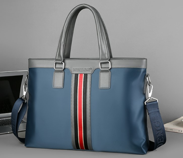 กระเป๋าเอกสาร กระเป๋าถือ ผ้า oxford สีสวย สีดำ สีฟ้าคราม ตัดด้วย สีแดง แนวสปอร์ต กระเป๋าถือผู้ชาย แบบเท่ ๆ 221881