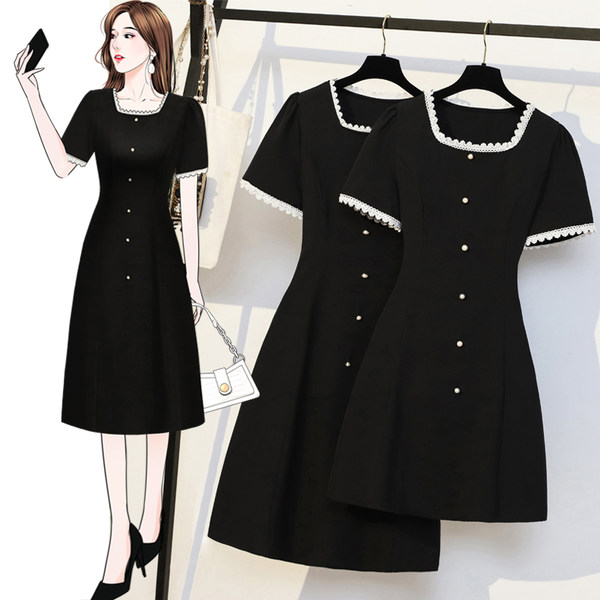 เดรสคนอ้วน เดรสสาวอวบ ชุดเดรสคนอ้วนวัยรุ่นแขนสั้น BY PLUS SIZE Girl