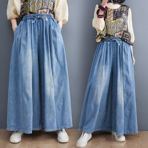 กางเกงยีนส์วินเทจ กางเกงขายาว By LZcotton and linen