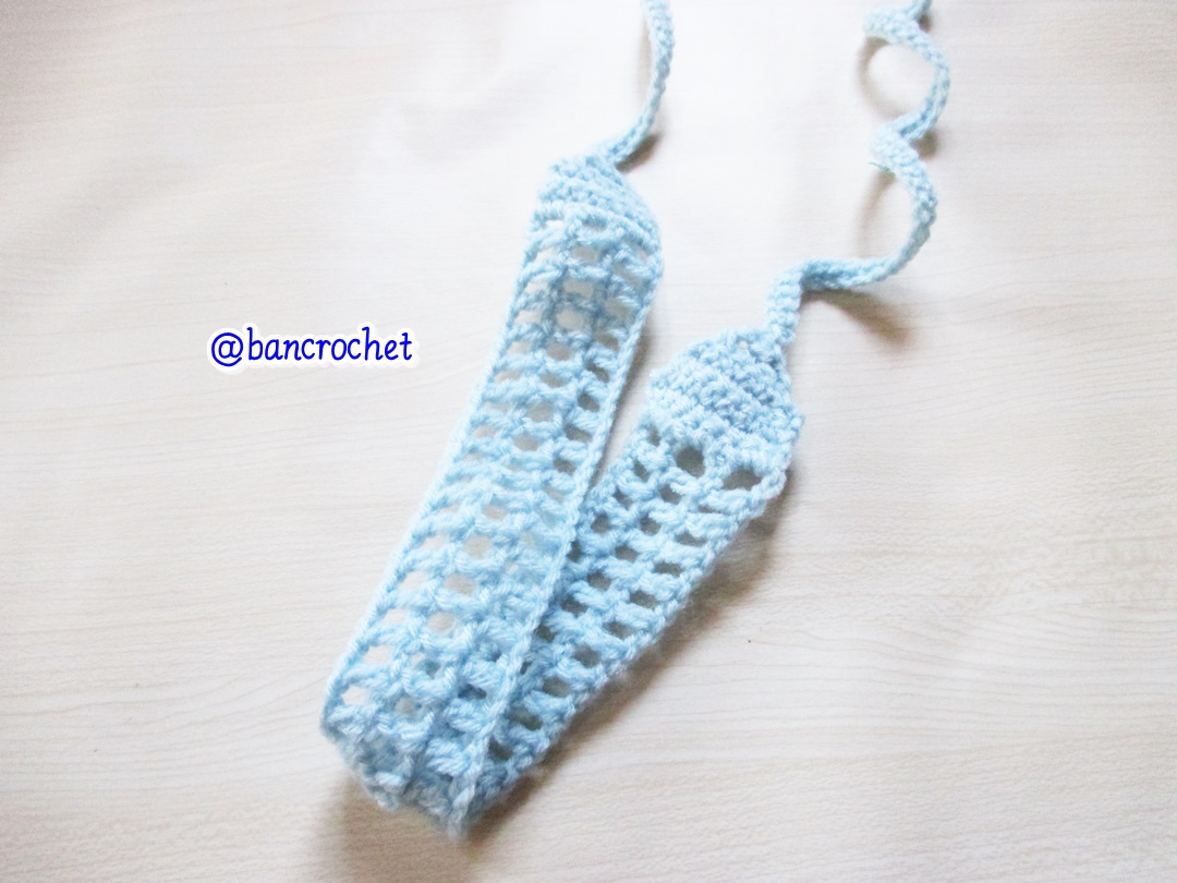Bancrochet ที่คาดผมถักโครเชต์ crochet headband ฟ้า 1-1.5*13 inch