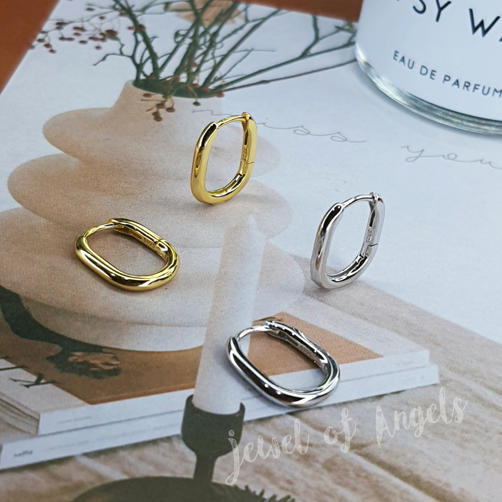 ต่างหูเงินแท้ S925 ต่างหูห่วงตัวยู รุ่น Sunset สีทอง สีเงิน มินิมอล เงินแท้ทั้งชิ้น silver925