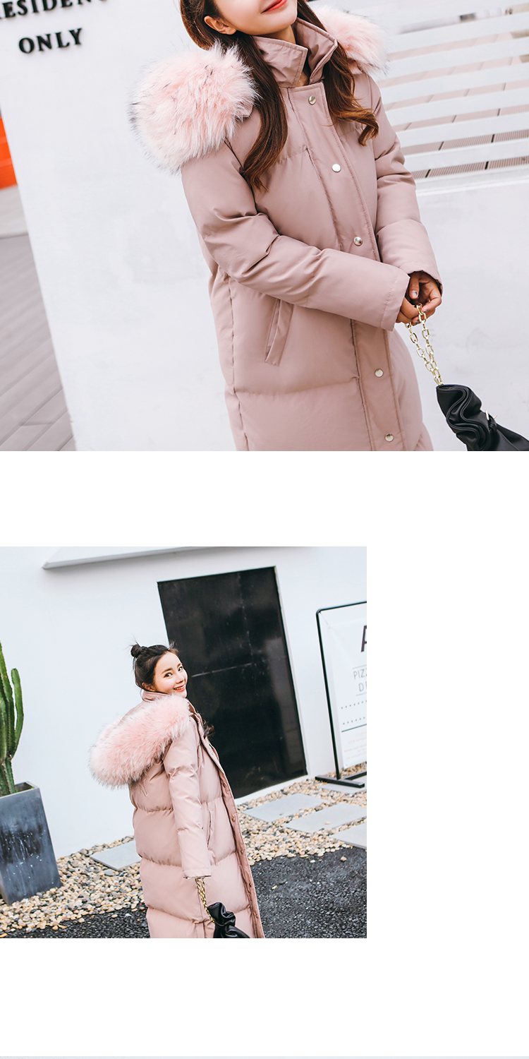 เสื้อกันหนาวฮู้ดดี้ ทรงยาว แต่งเฟอร์หนาฟู สีชมพูหม่น งานเกรดดีเหมือนแบบ อุ่นมาก หิมะก็เอาอยู่ (ถอดขนถอดฮู้ดได้)