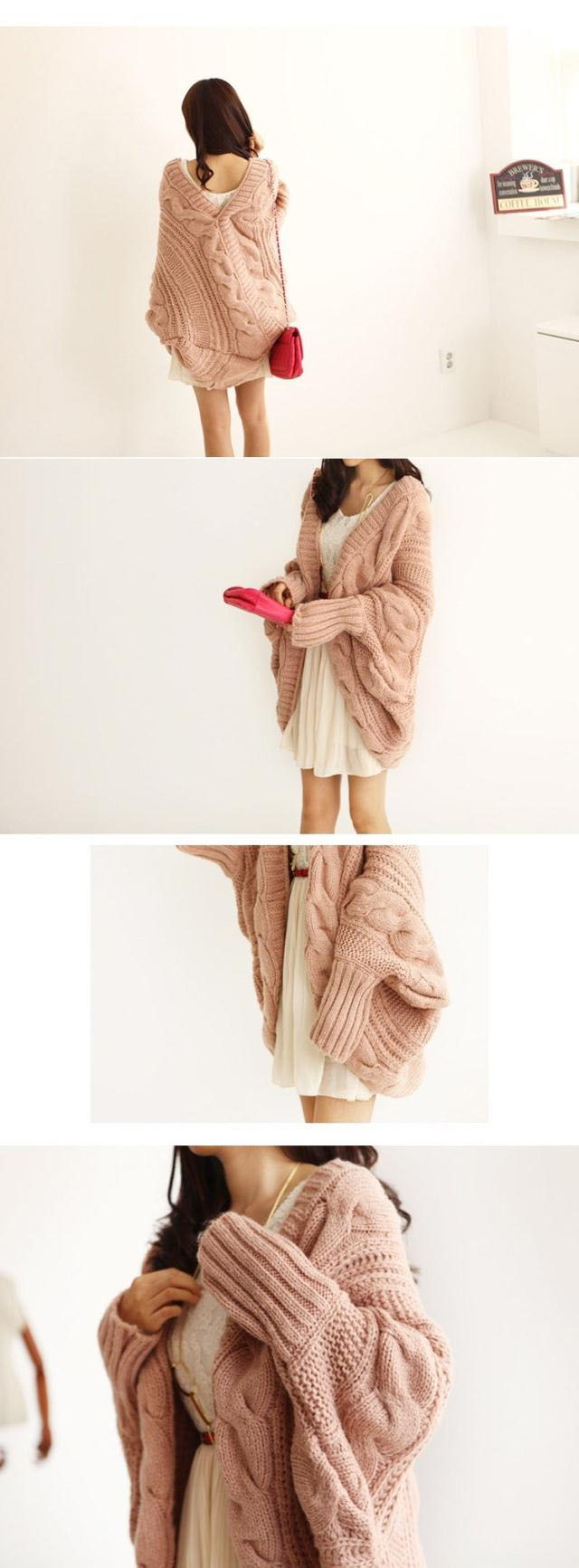 เสื้อกันหนาวถักไหมพรม ทรงสวย ถักมีลายในตัว ทรงเก๋ๆ