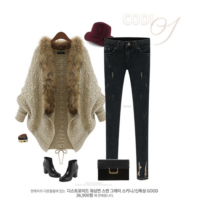 เสื้อกันหนาวถักไหมพรม ทรงสวย แต่งขนเฟลอ หรูๆ ผู้ดีมากๆ