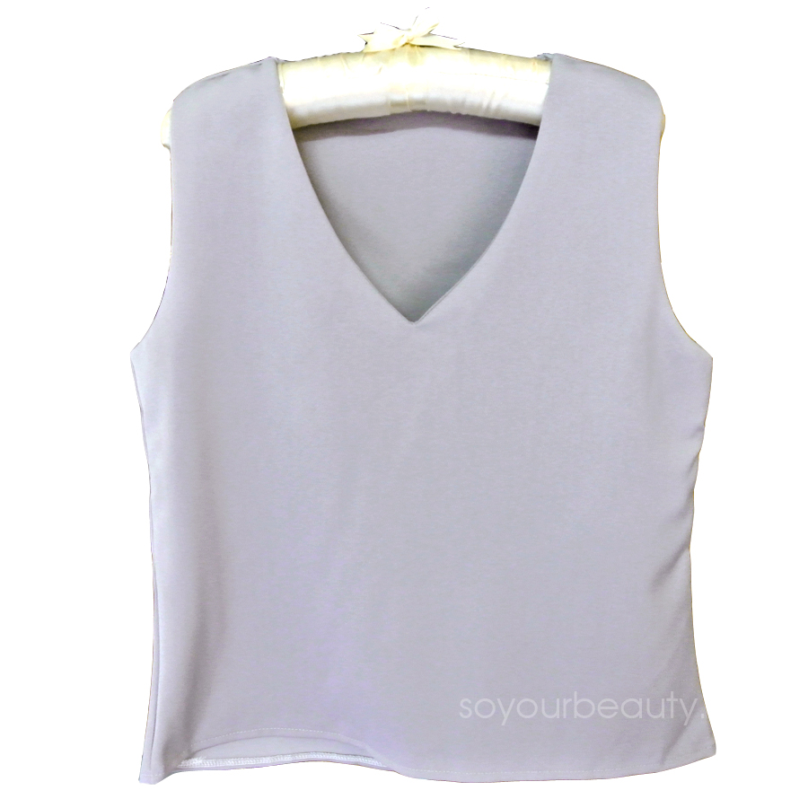 เสื้อผ้าแฟชั่น เสื้อคอวีแขนกุด ผ้าhanako