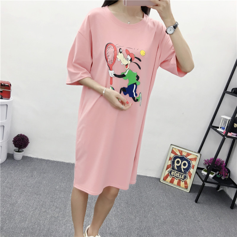 Dress4006 ชุดเดรสโอเวอร์ไซส์ทรงปล่อยใส่สบาย ผ้าคอตตอนสีพื้นเนื้อดีหนานุ่มสวยเกรดพรีเมียม หน้าอกสกรีนลายคมชัด ผ้าสวยเกินราคาเนื้อดีนุ่มใส่สบายยืดขยายได้เยอะ