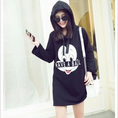 เสื้อแขนยาว สกรีนลายมิกกี้เมาส์ น่ารัก ผ้า cotton ไม่หนา ใส่เป็นเสื้อตัวยาวได้ค่ะ black