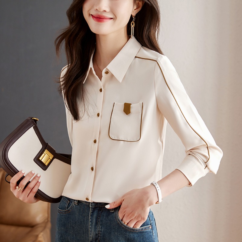 เสื้อเชิ้ตผู้หญิงแขนยาว เสื้อเชิ้ตผู้หญิงใส่ทํางาน 390 บาทต่อชิ้น ฟรีค่าจัดส่ง