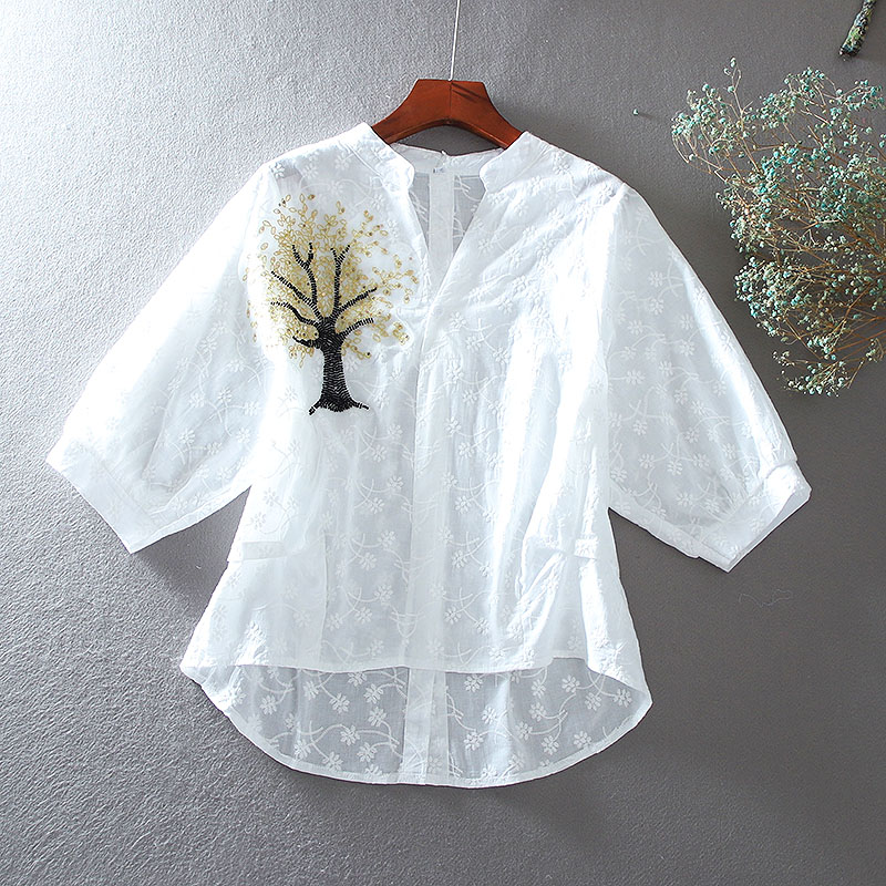 เสื้อลินิน เสื้อผ้าฝ้ายลินิน เสื้อเชิ้ตผ้าลินิน ปักลายสวยๆด้วยด้าย สไตล์VINTAGE BY Dreamroom