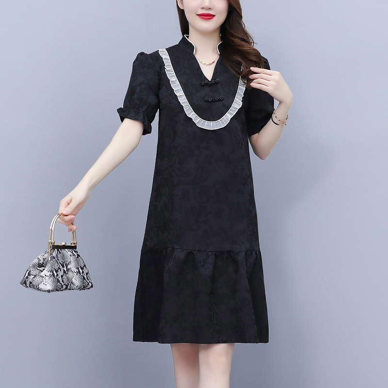 เดรสคนอ้วน เดรสสาวอวบ ชุดเดรสคนอ้วนวัยรุ่นแขนสั้น BY PLUS SIZE Girl