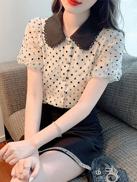เสื้อลูกไม้ แขนสั้น