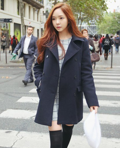 เสื้อโค้ทกันหนาว กระดุม 2 แถว สไตล์เกาหลี พร้อมส่ง DARK BLUE