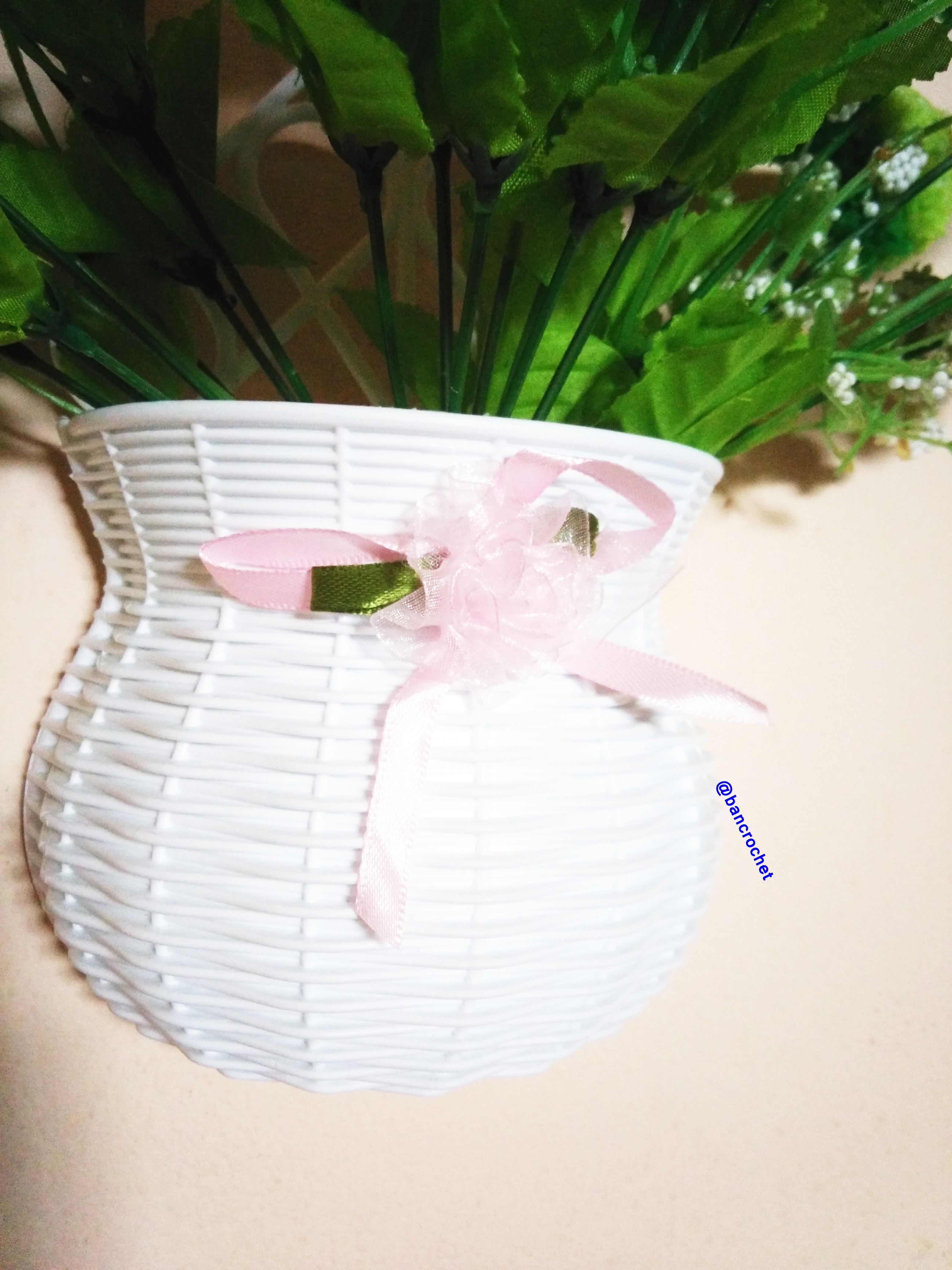 Bancrochet แจกันช่อดอกไม้แขวน crochet flowers vase hanger หลากสี 8 นิ้ว