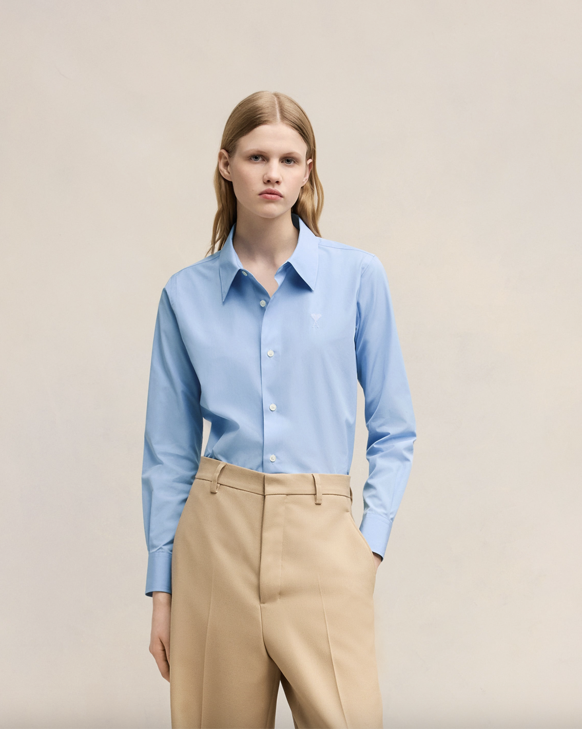 Ami Blue Cotton Ami De Coeur Long Sleeve Shirts