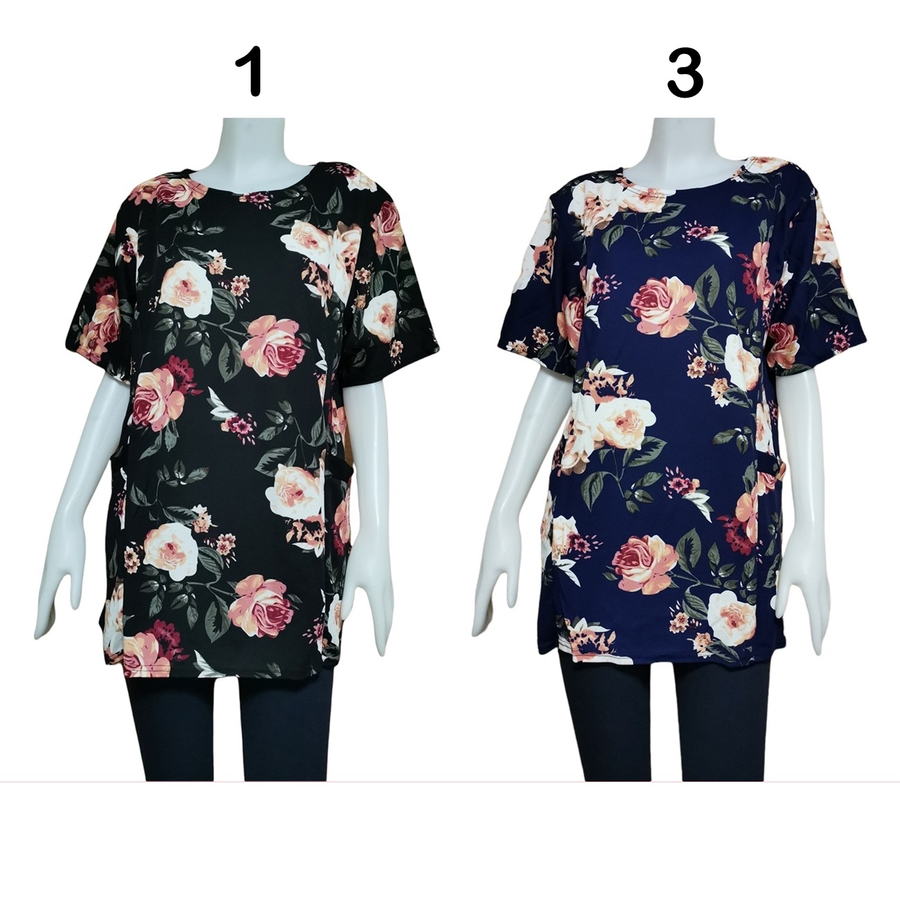 Blouse3764 เสื้อแฟชั่นไซส์ใหญ่ตัวยาวทรงปล่อยลายดอกไม้ กระเป๋าหน้า ผ้าวูลเวฟ(ผ้าหนังไก่)เนื้อดีหนานิ่มมีน้ำหนักยืดขยายได้เยอะใส่สบายสุด งานดีทรงสวย ทรงนี้ใส่ได้เรื่อยๆ งานสวยแมทช์กับอะไรก็เข้า มีหลายสีหลายลาย