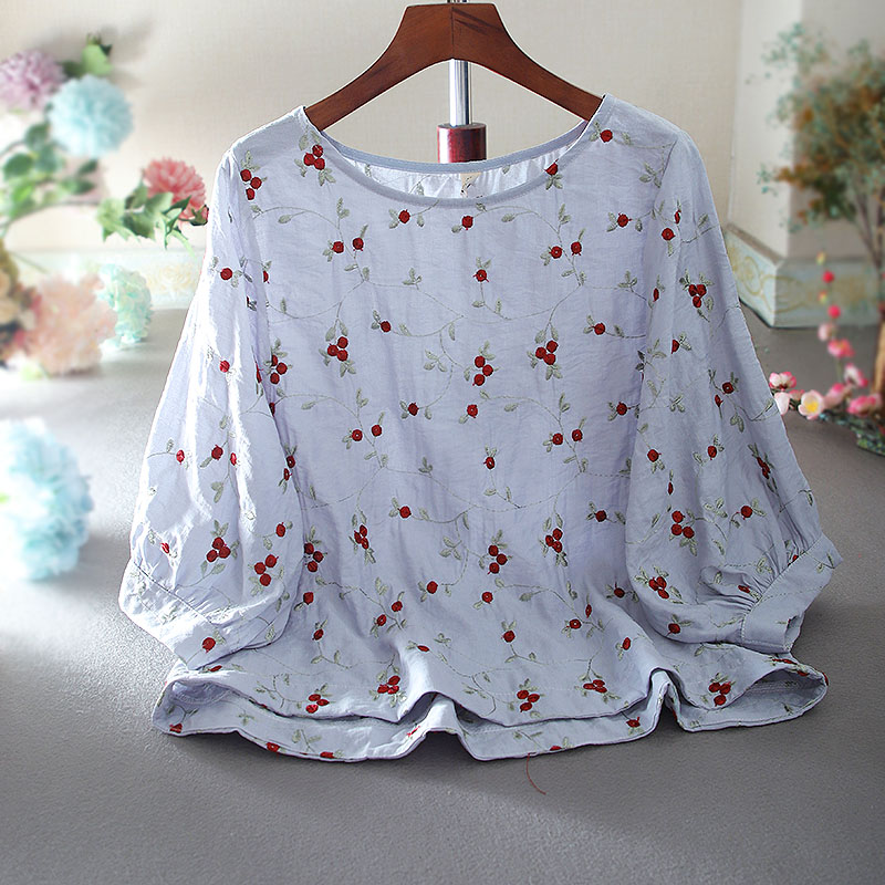 เสื้อลินิน เสื้อผ้าฝ้ายลินิน เสื้อเชิ้ตผ้าลินิน ปักลายสวยๆด้วยด้าย สไตล์VINTAGE BY Dreamroom