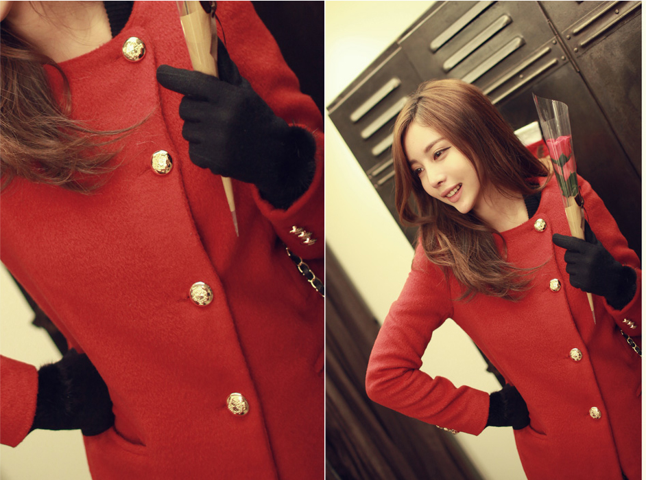 โค้ทกันหนาว สีแดง เก๋ๆ แบบสวยทรงผู้ดีมากๆ แถมขนเฟลอ (ถอดออกได้) ดูดีสุดๆ แบรนด์ RJ STORY แท้ พร้อมส่ง red