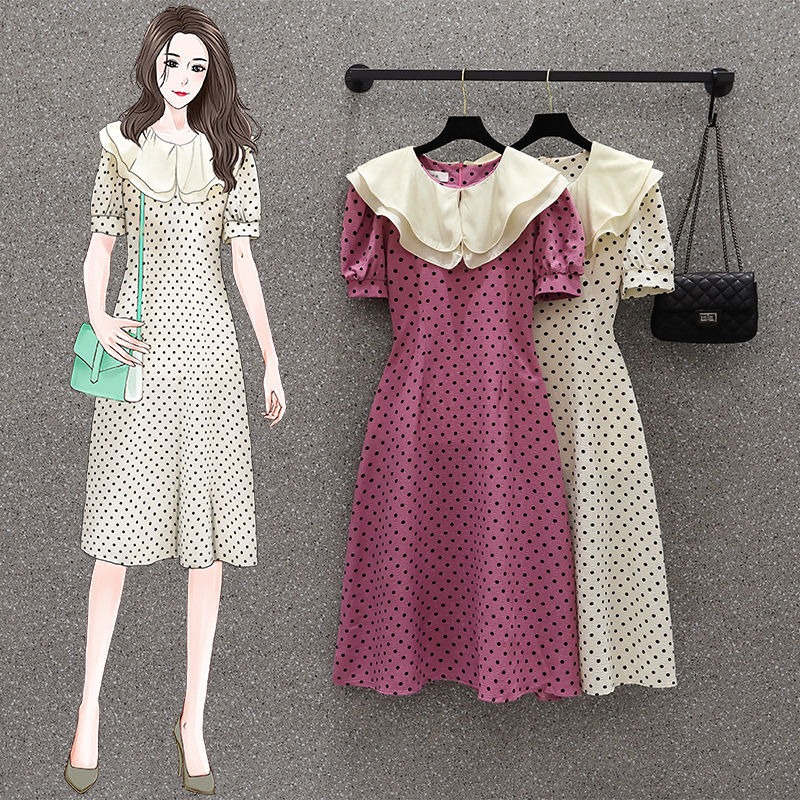 เดรสแขนสั้น มีไซส์ L-4XLอก 38-47 นิ้ว ใส่ได้ทั้งสาวหุ่นดีน่ารักจนถึงสาวอวบพลัสไซส์