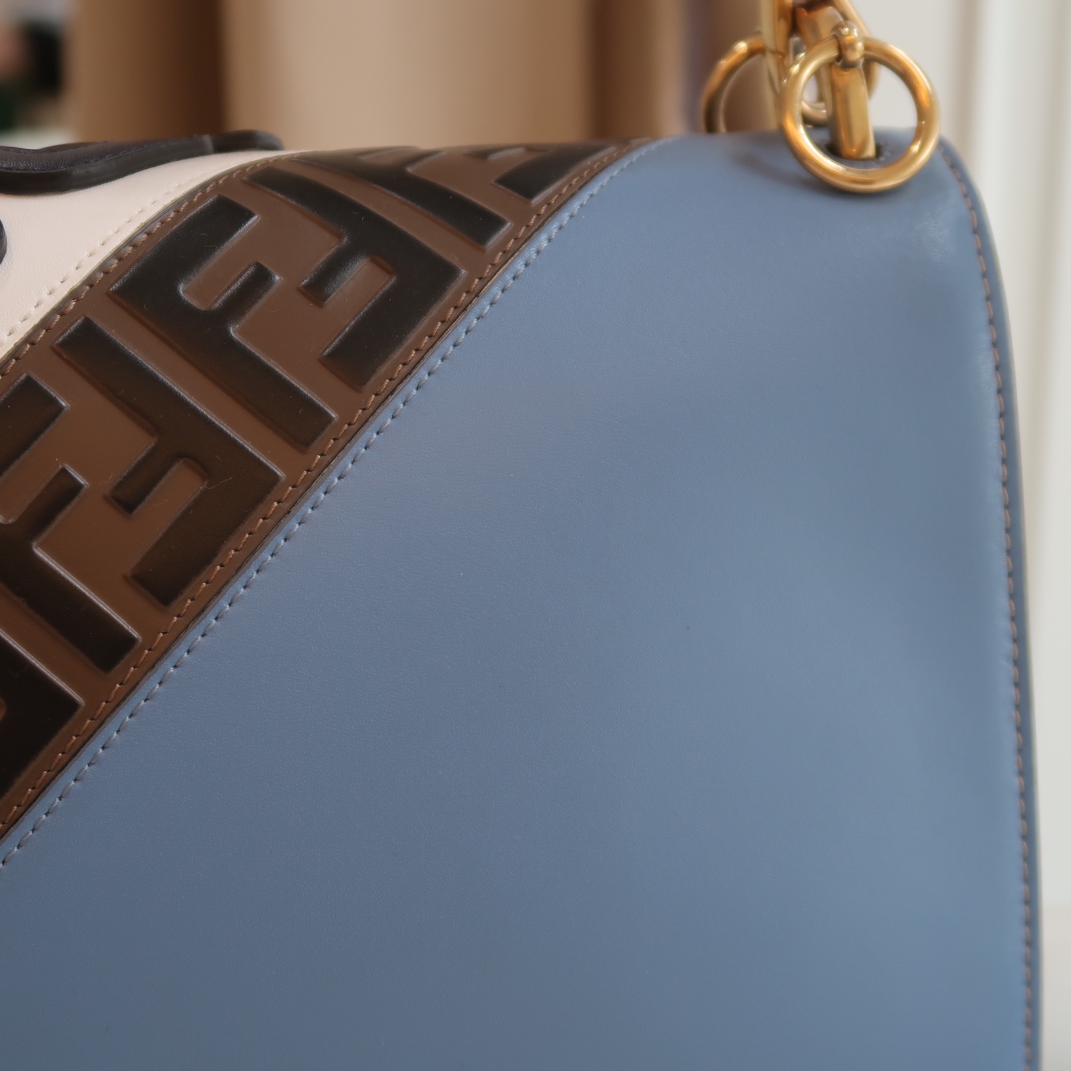 Fendi White Multicolor Calfskin Logo Mania Kan I Shoulder Bag