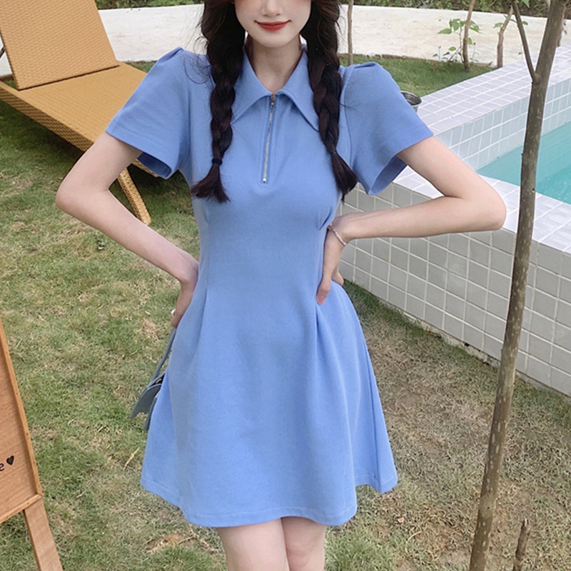 เดรสแขนสั้นมีไซส์L-4XLอก38-47นิ้ว