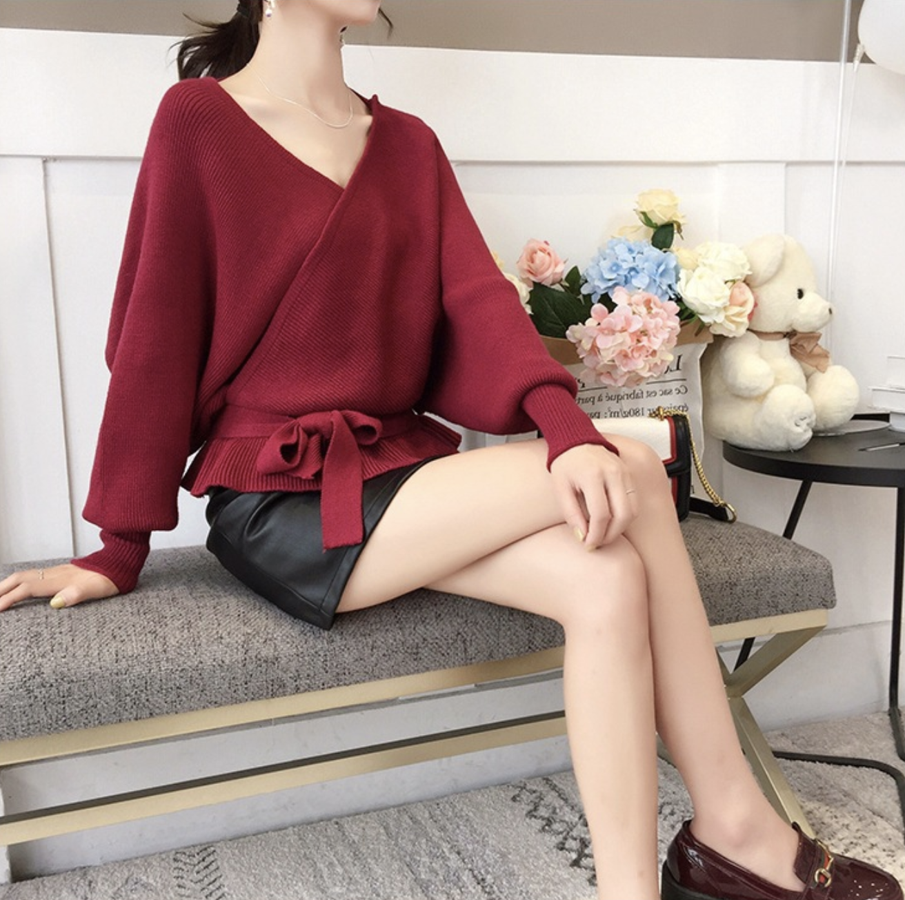 เสื้อไหมพรม ทรงสวย เซ็กซี่ โชว์แผ่นหลัง จั๊มเอว พร้อมส่ง