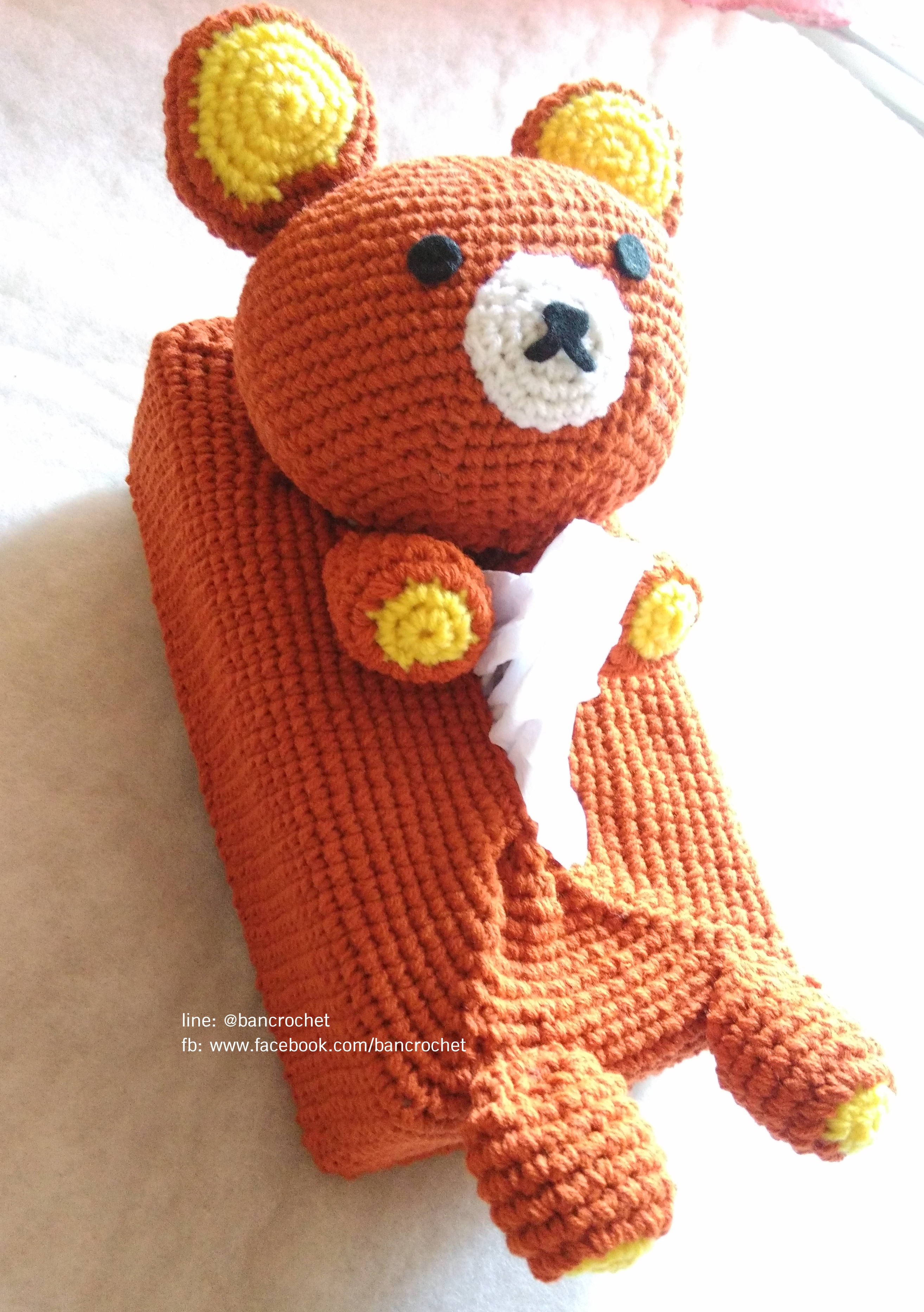 กล่องกระดาษทิชชูถักการ์ตูนลายคุมะ