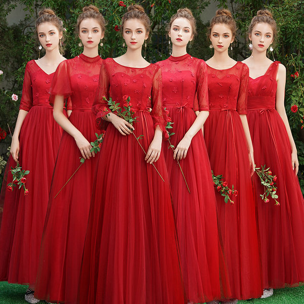 ชุดเพื่อนเจ้าสาวสีแดง ชุดเพื่อนเจ้าสาว ชุดไปงานแต่งงาน