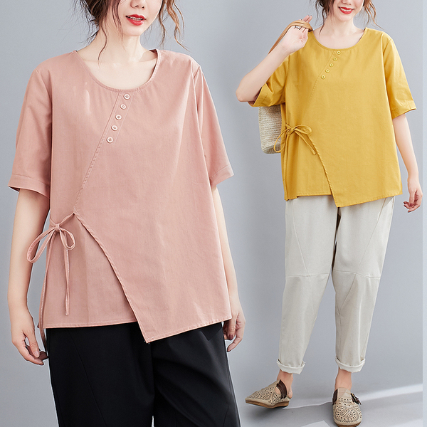 เสื้อผ้าฝ้าย เสื้อผ้าลินิน สไตล์ฤดูร้อน BY Lian Zhi Cotton and linen art สไตล์VINTAGE มีขนาดไซส์อกประมาณ 35-40 นิ้ว