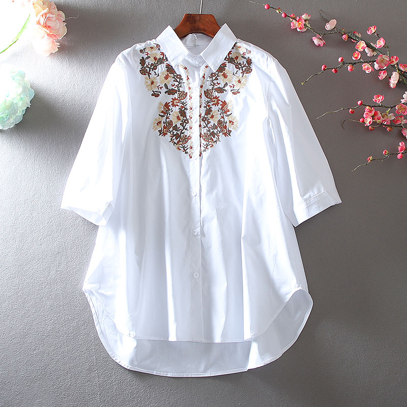 เสื้อลินิน เสื้อผ้าฝ้ายลินิน เสื้อเชิ้ตผ้าลินิน ปักลายสวยๆด้วยด้าย สไตล์VINTAGE