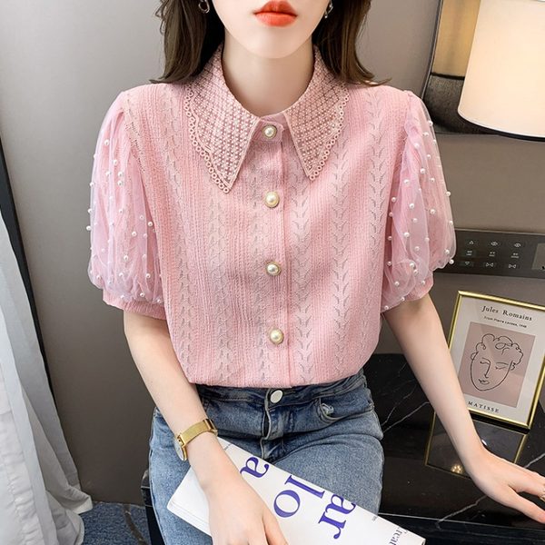 เสื้อลูกไม้ แขนสั้น