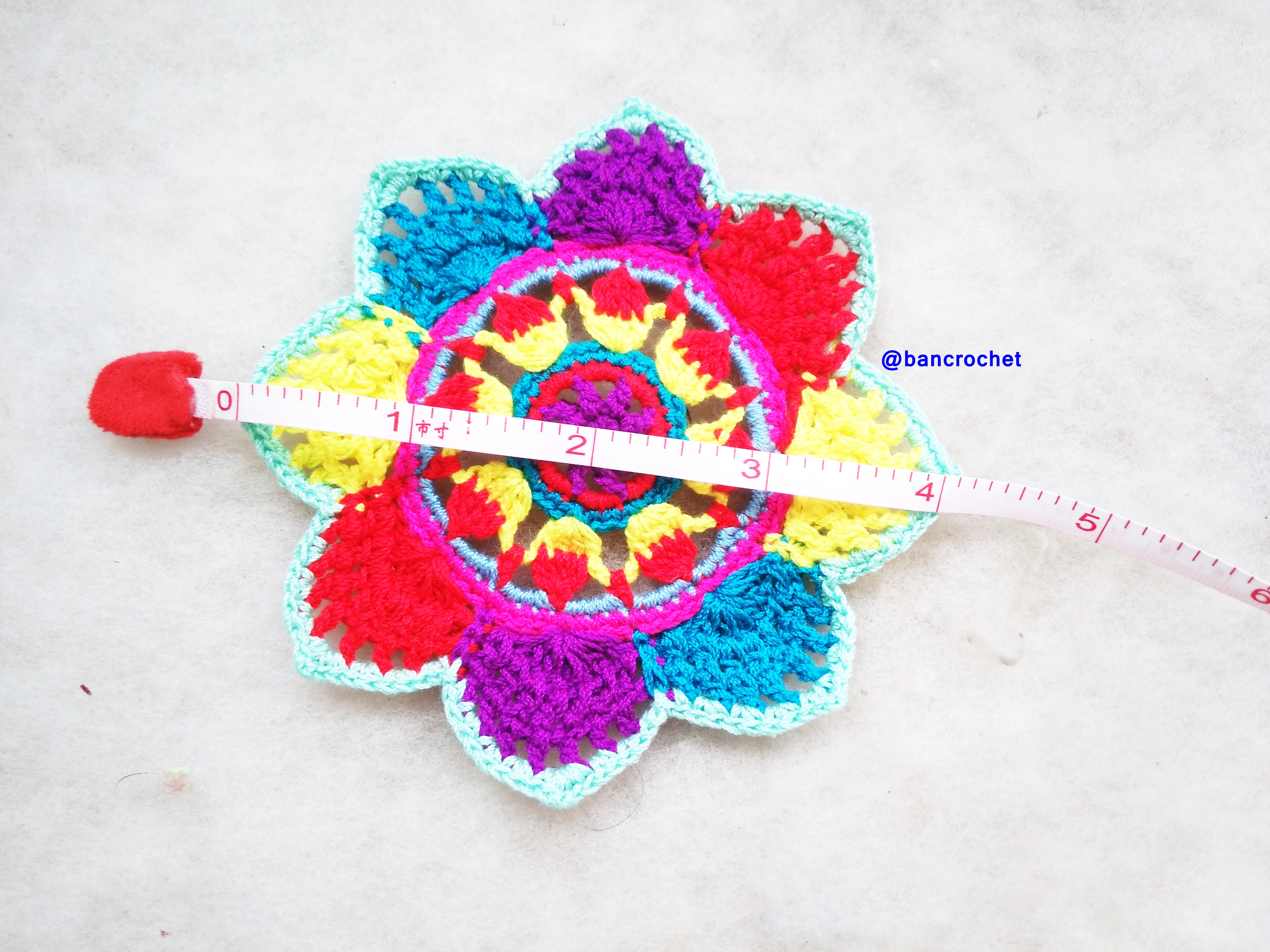 Bancrochet ที่รองแก้วถักโครเชต์ crochet coasters หลากสี 4 นิ้ว