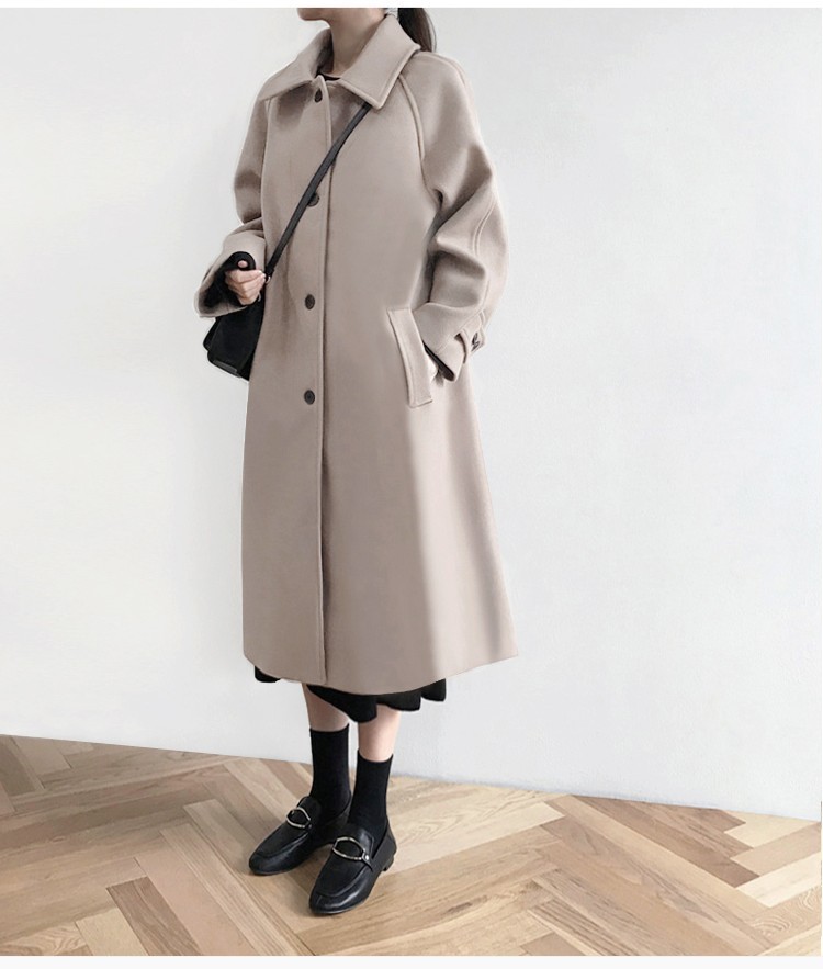 OverCoat เสื้อโค้ทยาวกันหนาว สไตล์ญี่ปุ่น แบบเรียบๆ ผ้าวูลผสมเนื้อดี บุซับในกันลม พร้อมส่ง