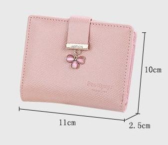 กระเป๋าสตางค์ผู้หญิง ใบสั้น กระเป๋าสตางค์ ใบเล็ก ห้อย จี้ดอกโคลเว่อร์ ดอกไม้ แห่งความโชคดี กระเป๋าสตางค์ วัยรุ่น เด็กมหาลัย เด็กมัธยม แบบสวยค่ะ 411066