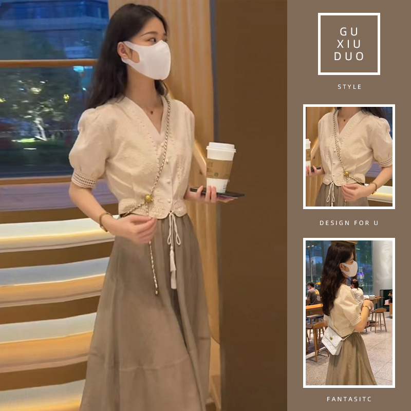 เดรสแขนสั้นมีไซส์L-4XLอก38-47นิ้ว