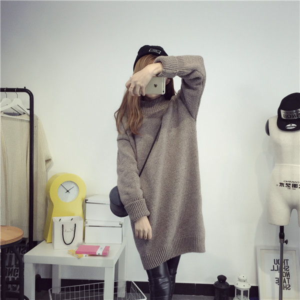 Sweater เสื้อไหมพรมถักตัวยาว สีเทา ใส่ตัวเดี๋ยวได้เลยเก๋ๆ ไหมพรมนุ่มยืดได้เยอะ เทา