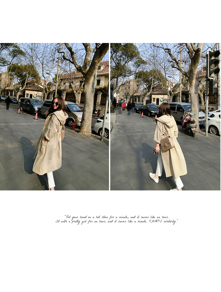 เสื้อคลุมตัวยาว มีฮูดพร้อมสายผูกเอว ทรงเก๋ ผ้าเนื้อด้าน บาง พร้อมส่ง ครีมโทนเขียว