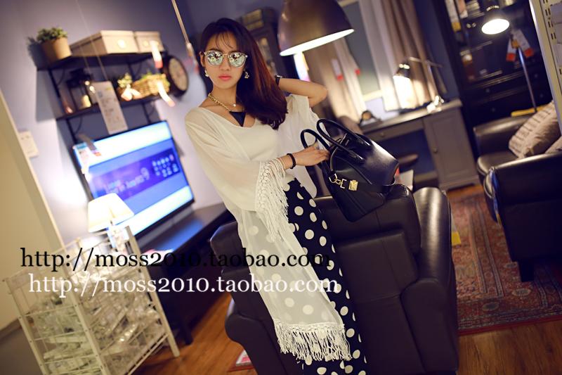 เสื้อคลุมชีฟองสีขาว แต่งงานถักช่วงปลายแขนและปลายชุด หวานๆ งานดีเลยจ้า white