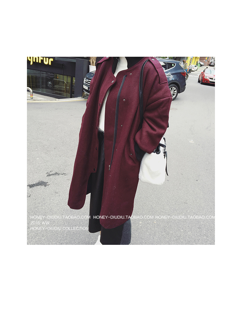 เสื้อโค้ทกันหนาว ทรงยาวโคล่ง ผ้าวูลเนื้อละเอียด บุซับในกันลม งานดีค่าา พร้อมส่ง สีเลือดหมูเข้ม