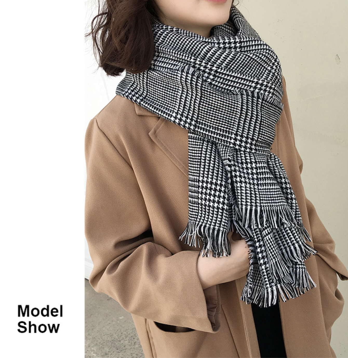 ผ้าพันคอกันหนาว ลายสก๊อต ผืนใหญ่ เนื้อนุ่ม สไตล์เกาหลี พร้อมส่ง same pic