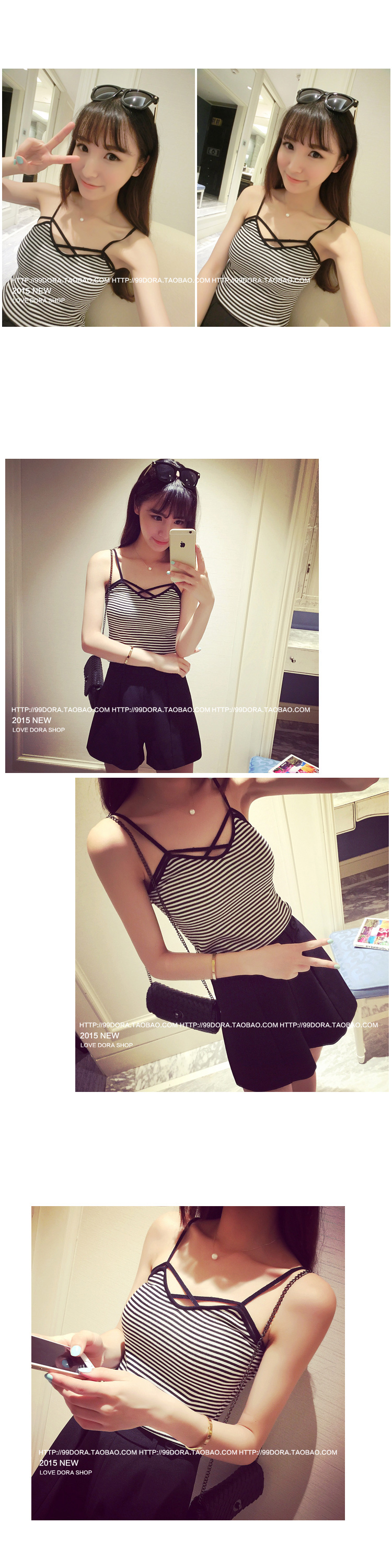 เสื้อสายเดี่ยวตัวสั้น แต่งสายด้านหน้า เก๋ๆ เซ็กซี่ พร้อมส่ง ผ้าทอ ยืดได้ พร้อมส่ง