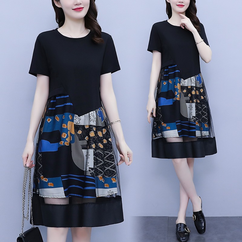 เดรสแขนสั้น มีไซส์ L-5XLอก 38-48 นิ้ว ใส่ได้ทั้งสาวหุ่นดีน่ารักจนถึงสาวอวบพลัสไซส์