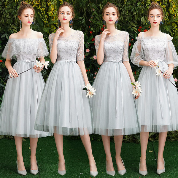 ชุดเพื่อนเจ้าสาว ชุดไปงานแต่งงาน ชุดเพื่อนเจ้าสาวสีเทา