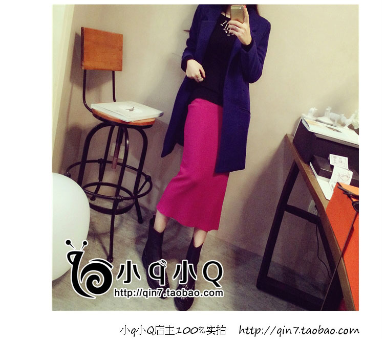 เสื้อโค้ทกันหนาว ทรงยาว ผ้าหนานุ่ม เรียบ เก๋ๆ สีน้ำเงิน พร้อมส่ง น้ำเงิน