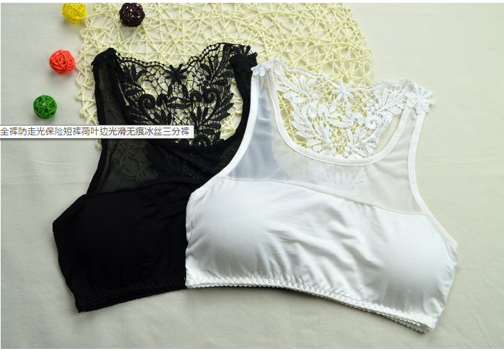 เสื้อกล้ามครึ่งตัว แต่งลายถักด้านหลัง ด้านหน้าซีทรู เซ็กซี่ พร้อมส่ง สีดำ ผ้ายืดหยุ่นใส่สบาย white