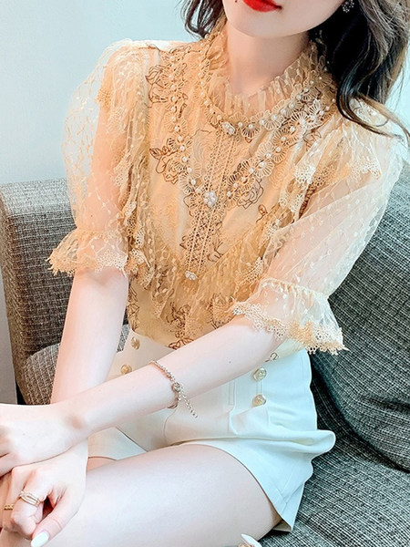 เสื้อลูกไม้ แขนสั้น