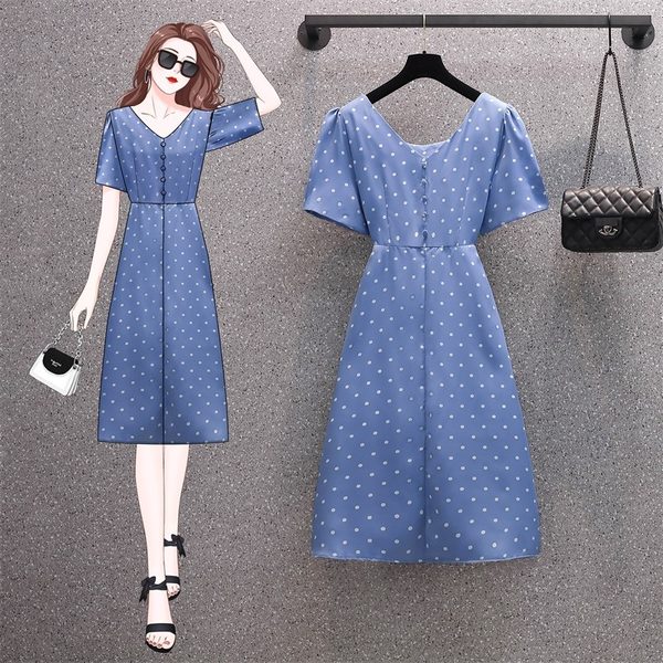 เดรสคนอ้วน เดรสสาวอวบ ชุดเดรสคนอ้วนวัยรุ่นแขนสั้น BY PLUS SIZE Girl