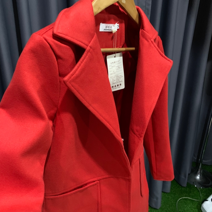 เสื้อโค้ท สไตล์เกาหลี ทรงคลาสสิค ใส่ง่ายเข้ากับทุกชุด กันหนาวได้ดี พร้อมส่ง สีแดง