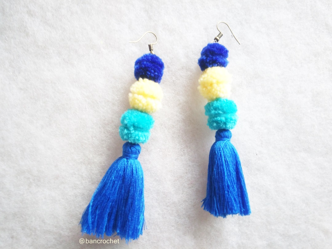 Bancrochet ต่างหูถักโครเชต์ crochet earring หลากสี 4-6 นิ้ว