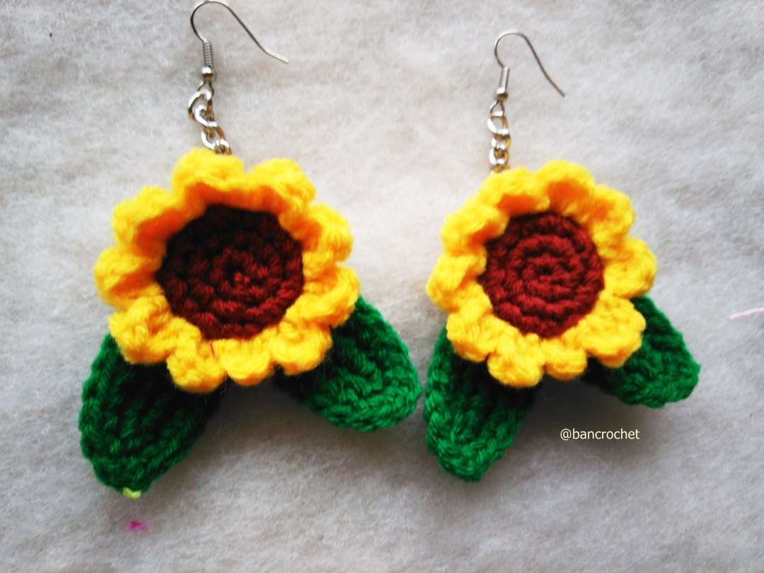 ต่างหูถักโครเชต์ crochet earrings หลากสี 5 นิ้ว